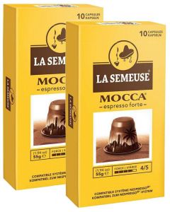LA SEMEUSE Mocca Espressso 咖啡膠囊 濃縮咖啡 [與Nespresso兼容] 2盒 x (10 膠囊 - 55g)