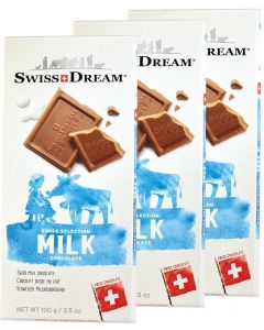 SwissDream Milk 巧克力片 牛奶巧克力棒 [瑞士進口] 100g x 3盒