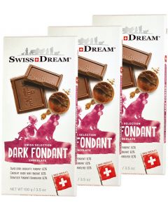 SwissDream Dark Fondant 巧克力片 熔岩黑巧克力棒 [瑞士進口] 100g x 3盒