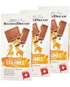 SwissDream Caramel 巧克力片 焦糖巧克力棒 [瑞士進口] 100g x 3盒