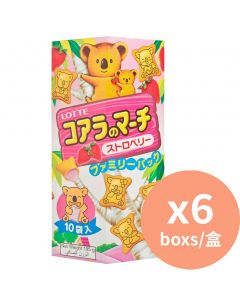 Lotte 草莓小熊餅家庭裝 [粉紅色盒] 195gx6盒