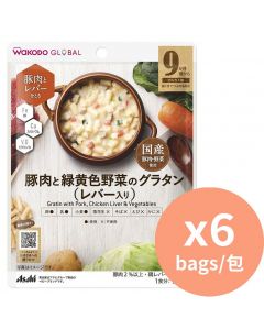 Wakodo 綠黃色蔬菜豬肉通心粉 [日本進口] 120gx6包