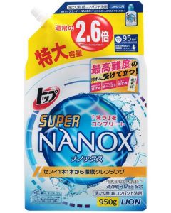 獅王 Lion TOP 納米樂 NANOX超滲透濃縮洗衣液 L 替換裝 [添加植物性消臭成分] 950g